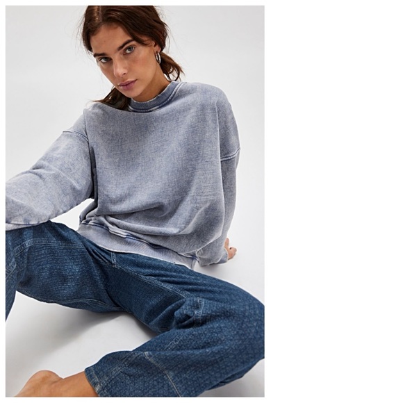 NWTS-$90 Oversized-Distressed FREE PEOPLE x Falling Forward Sweatshirt Ultra - Picture 4 of 7